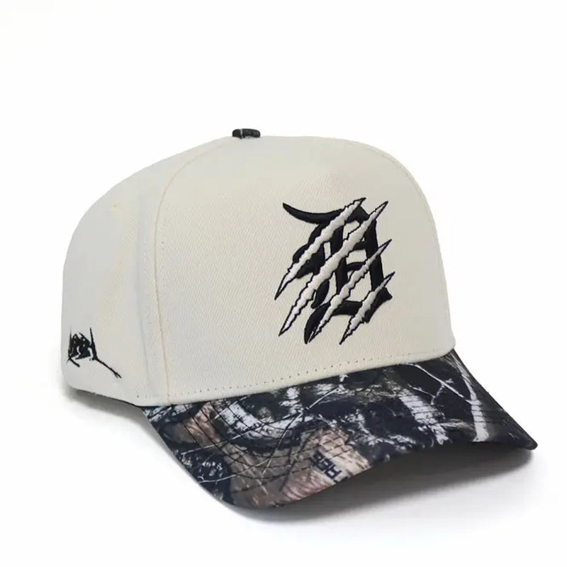 CLAWED D CAMO BRIM CUSTOM HAT W/ SATIN under BRIM SNAPBACK