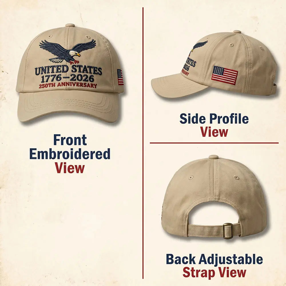 UNITED STATES 1776-2026 250TH ANNIVERSARY EMBROIDERED EAGLE BASEBALL CAP U.S. INDEPENDENCE DAY CELEBRATION DUCKBILL HAT with PATRIOTIC CASUAL HEADWEAR for MEN and WOMEN