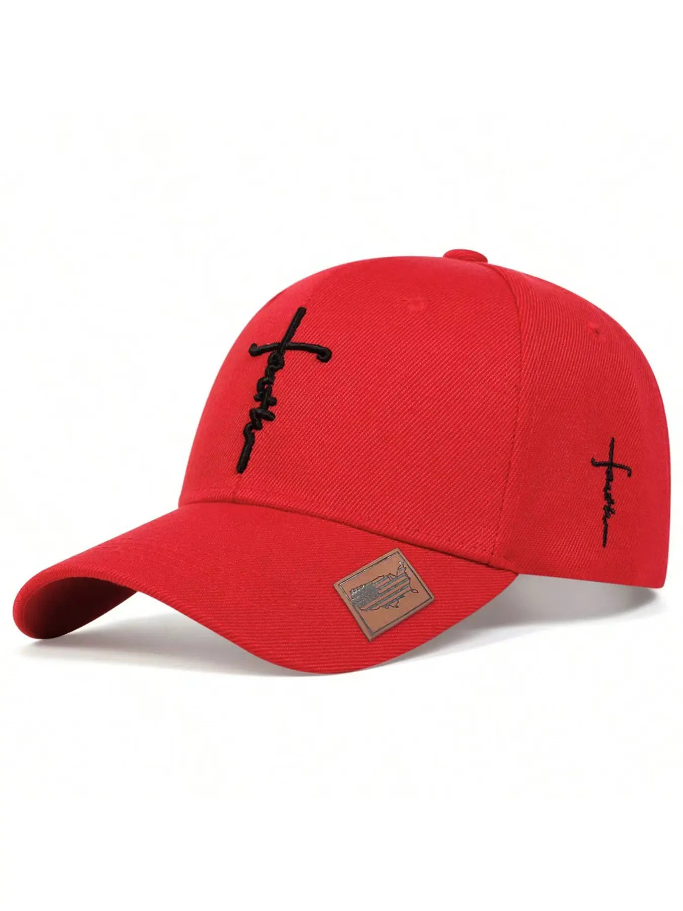 Unisex Faith Cross Embroidered Baseball Cap, Adjustable Snapback, Lightweight Polyester, Casual Sports Hat, Cross Embroidery, Solid Color Design, Contemporary Trends, Statement Cap, Polyester Caps